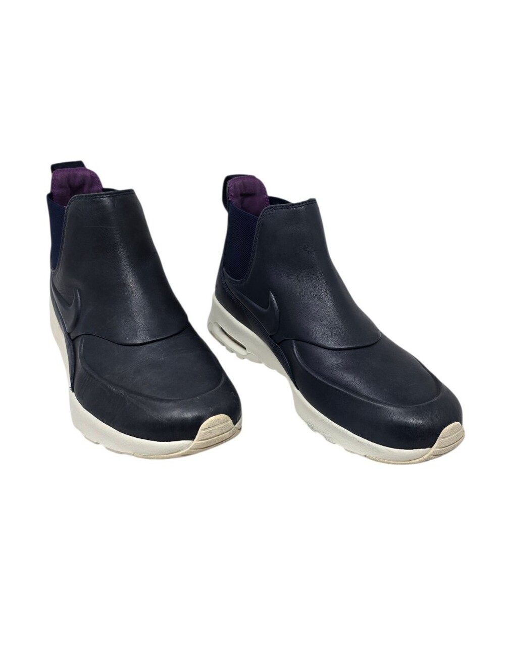 Nike Air Max Thea Leather Mid Chelsea Sneaker Boots Navy Blue White Women's 8